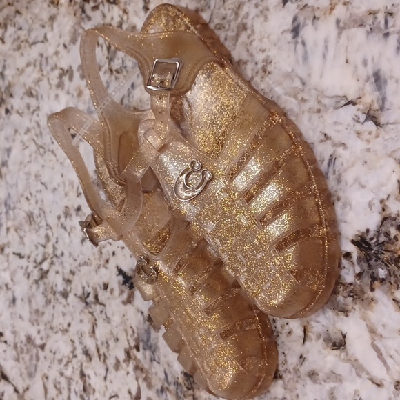 COACH Jelly PVC Gold Glitter Flat Fisherman Sandals Sizes 8 NEW - Picture 6 of 16